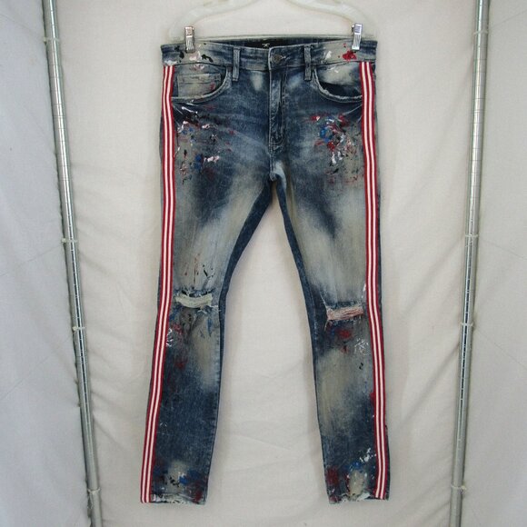 Jordan Craig Legacy Edition 32/32 Sean Men's Jeans Painted Splash Destroyed - Picture 1 of 11